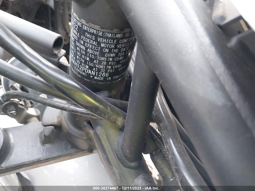 VIN JKAEXKH12PDAN1266 2023 KAWASAKI EX400