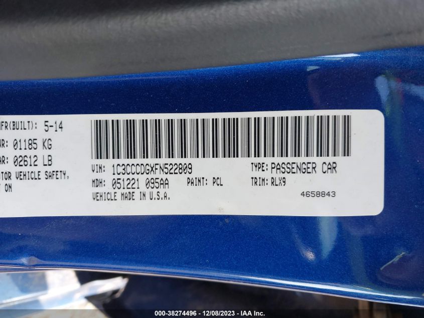 2015 CHRYSLER 200 S - 1C3CCCDGXFN522809