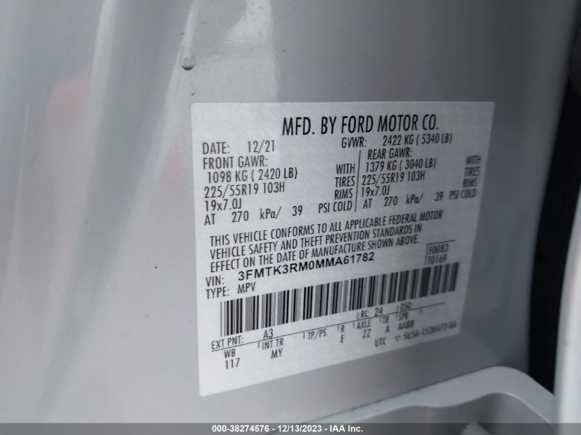 2021 FORD MUSTANG MACH-E PREMIUM 3FMTK3RM0MMA61782