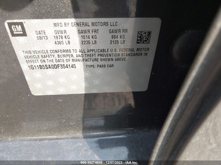 2013 CHEVROLET MALIBU LS - 1G11B5SA0DF354145