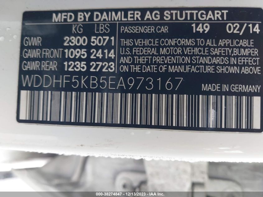 2014 MERCEDES-BENZ E 350 - WDDHF5KB5EA973167