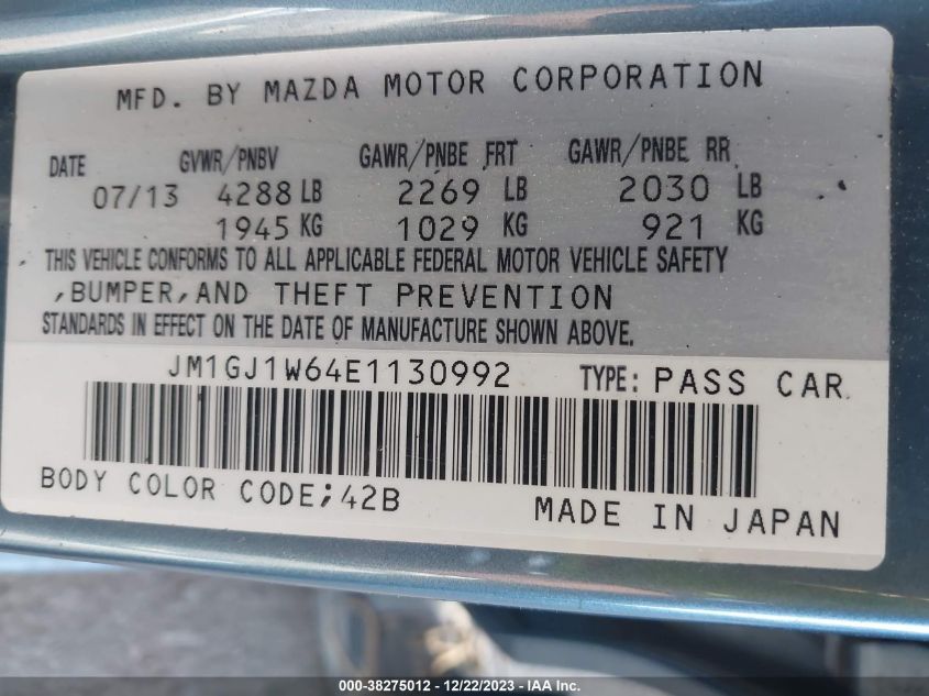 2014 MAZDA MAZDA6 I GRAND TOURING - JM1GJ1W64E1130992