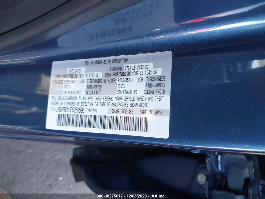 VIN JM3KFBCM0P0254696 2023 MAZDA CX-5 2.5 S PREFERRED