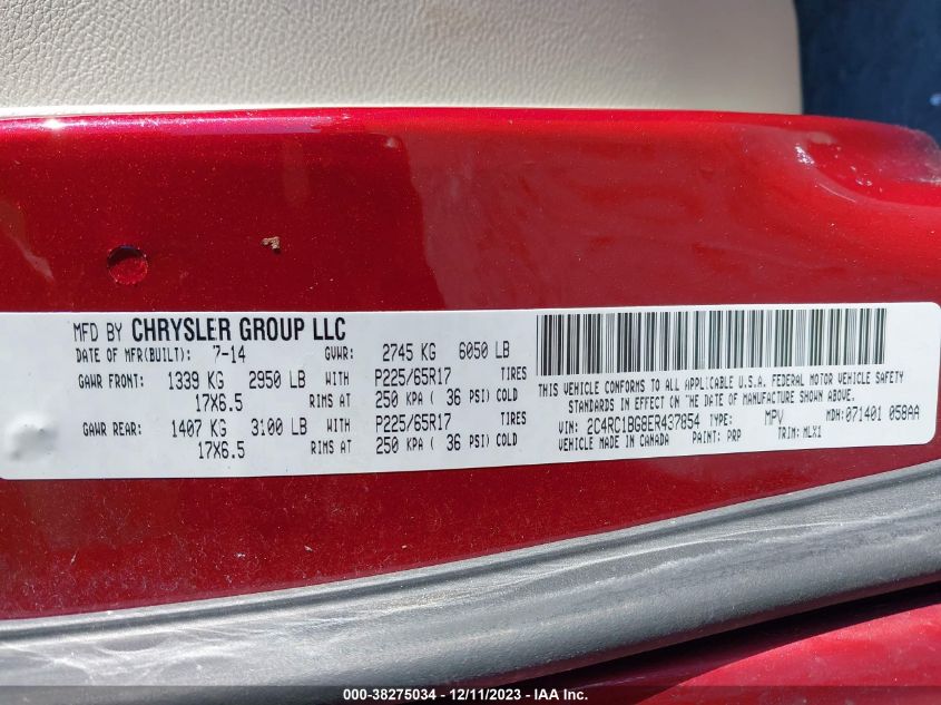 2014 CHRYSLER TOWN  COUNTRY TOURING - 2C4RC1BG8ER437854