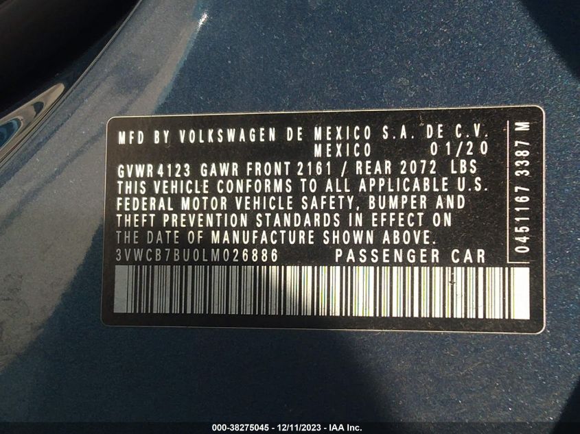 2020 VOLKSWAGEN JETTA S/SE/R-LINE - 3VWCB7BU0LM026886