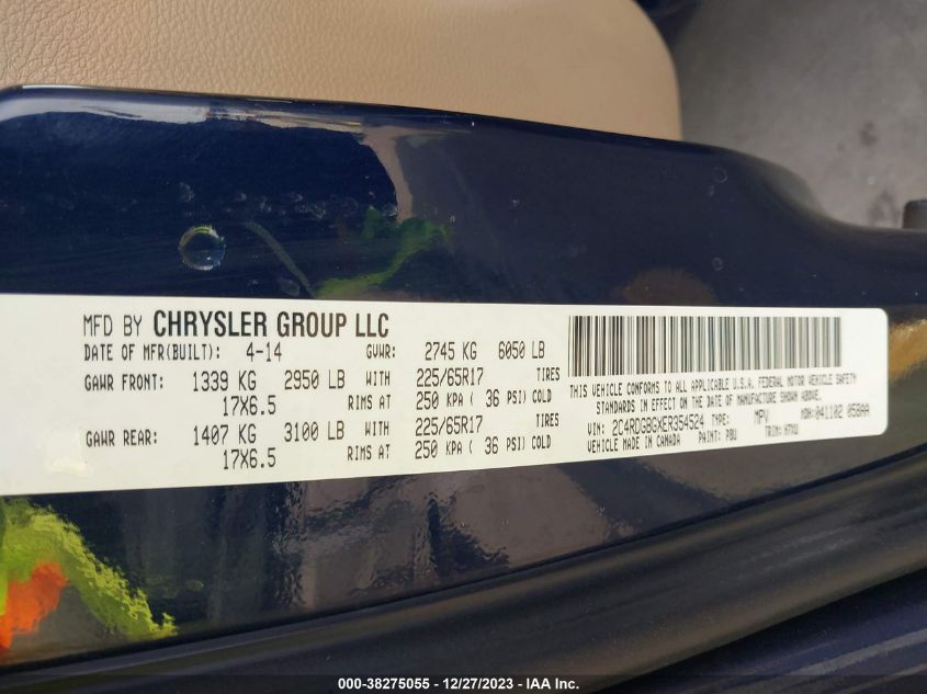 2014 DODGE GRAND CARAVAN AVP/SE - 2C4RDGBGXER354524