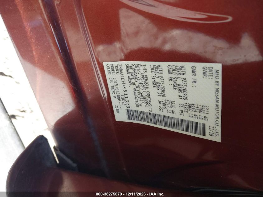 2019 NISSAN TITAN SV/PLATINUM/PRO-4X - 1N6AA1E54KN511323