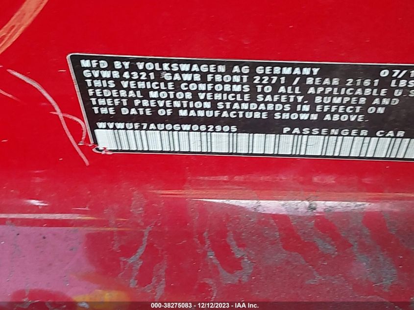 2016 VOLKSWAGEN GOLF R - WVWUF7AU0GW062905