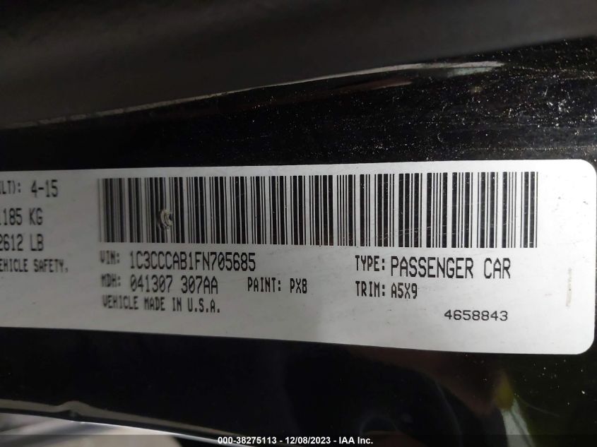 2015 CHRYSLER 200 LIMITED - 1C3CCCAB1FN705685