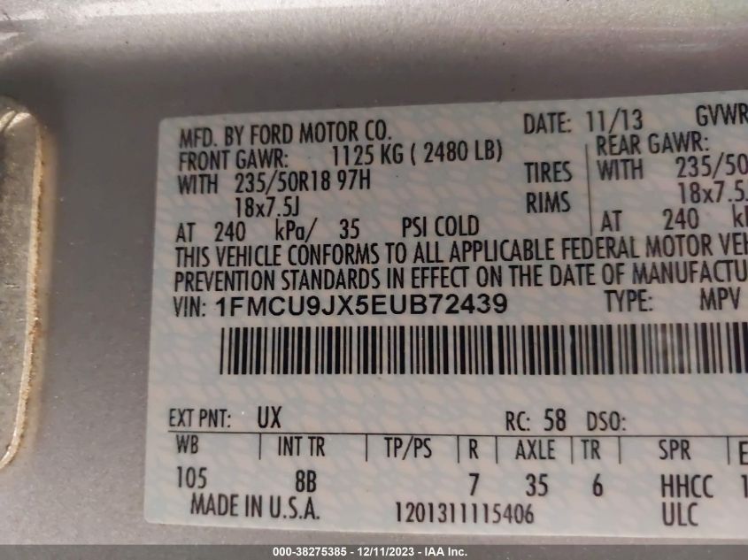 2014 FORD ESCAPE TITANIUM - 1FMCU9JX5EUB72439