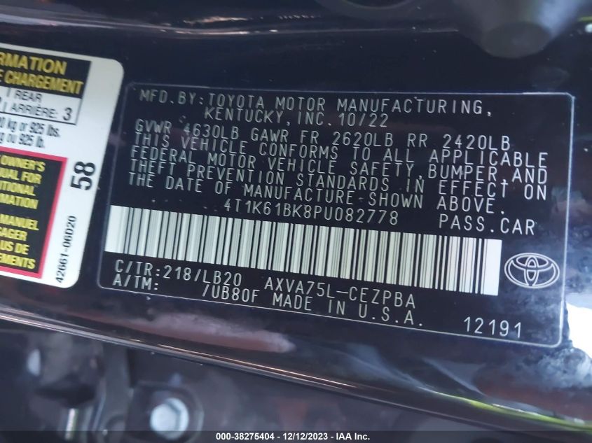 2023 TOYOTA CAMRY XSE - 4T1K61BK8PU082778