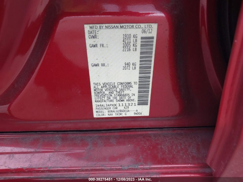 2013 NISSAN ALTIMA 2.5 SV - 1N4AL3APXDC111321
