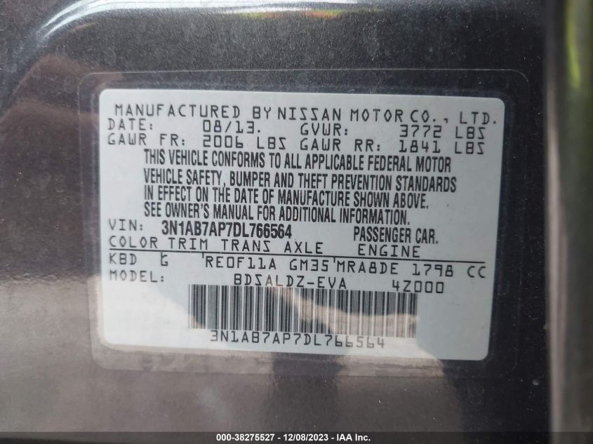 2013 NISSAN SENTRA SV - 3N1AB7AP7DL766564