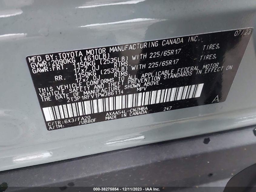 2023 TOYOTA RAV4 XLE - 2T3P1RFV1PW386114
