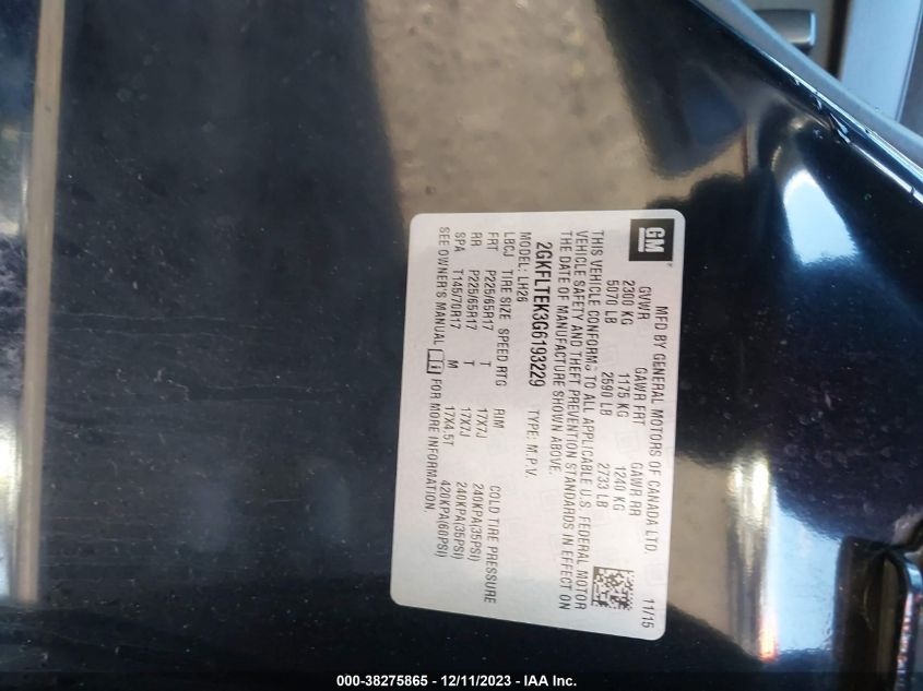 2016 GMC TERRAIN SLE - 2GKFLTEK3G6193229