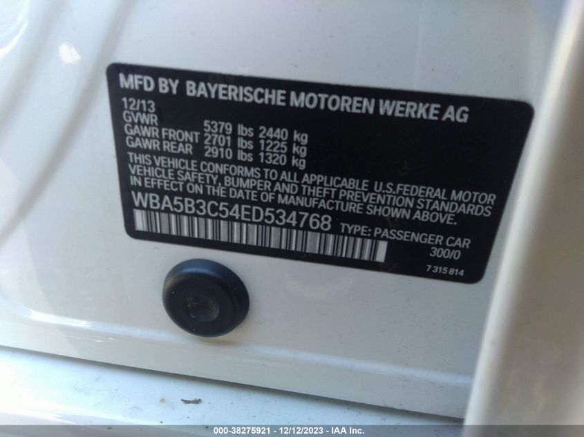 2014 BMW 535I XDRIVE - WBA5B3C54ED534768