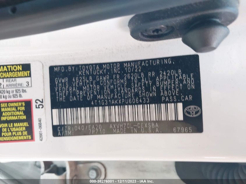 2023 TOYOTA CAMRY SE NIGHT SHADE/SE - 4T1G31AKXPU606433
