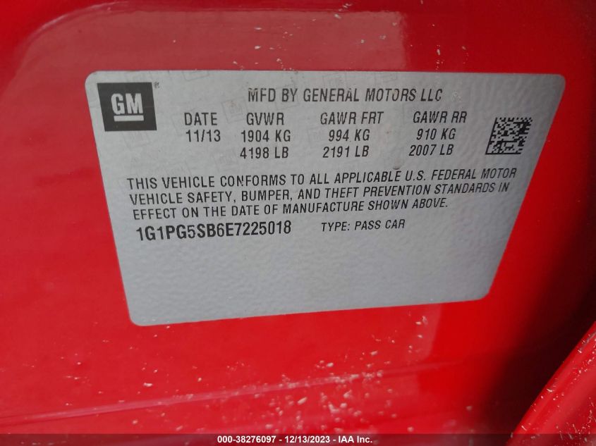 2014 CHEVROLET CRUZE LTZ - 1G1PG5SB6E7225018