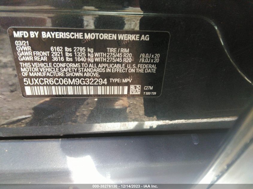 2021 BMW X5 XDRIVE40I - 5UXCR6C06M9G32294