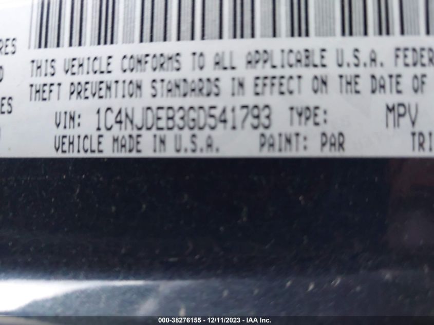 2016 JEEP COMPASS LATITUDE - 1C4NJDEB3GD541793