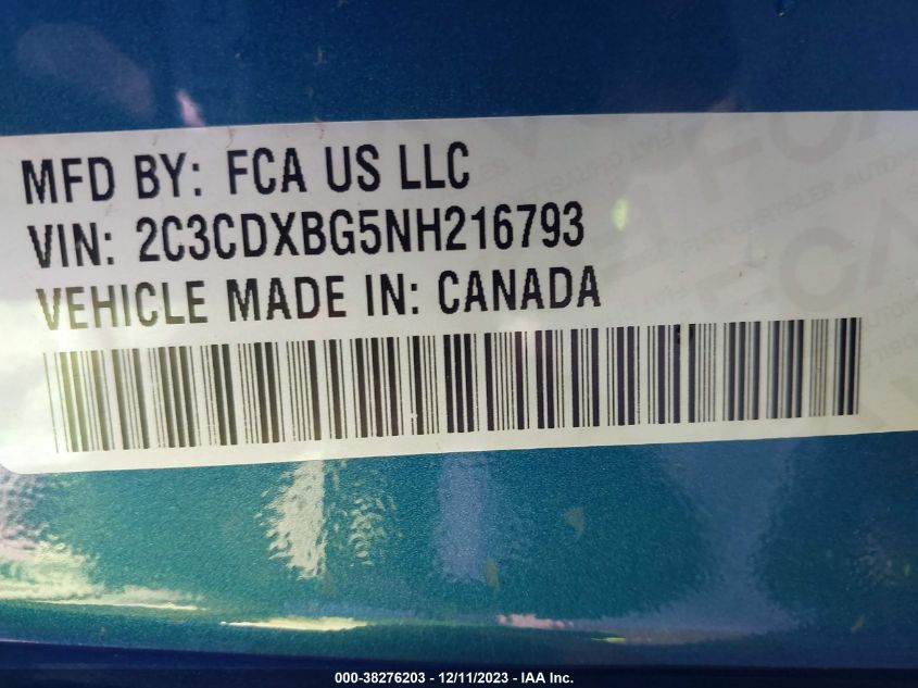 2022 DODGE CHARGER SXT - 2C3CDXBG5NH216793