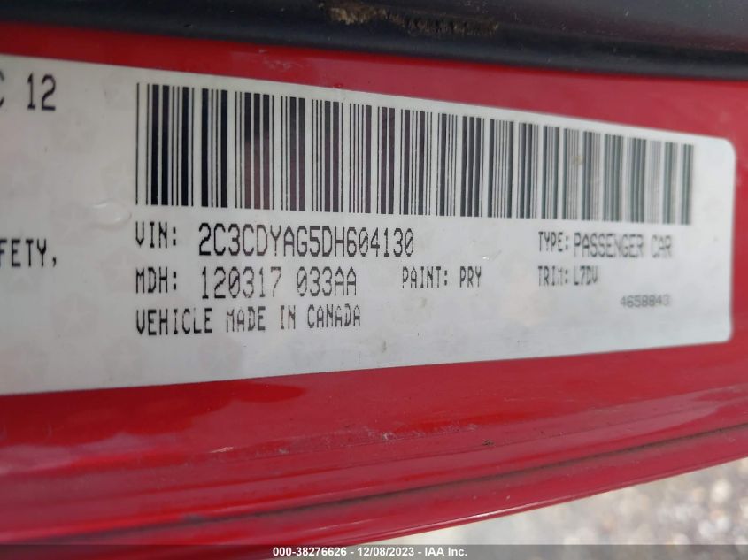 2013 DODGE CHALLENGER SXT - 2C3CDYAG5DH604130
