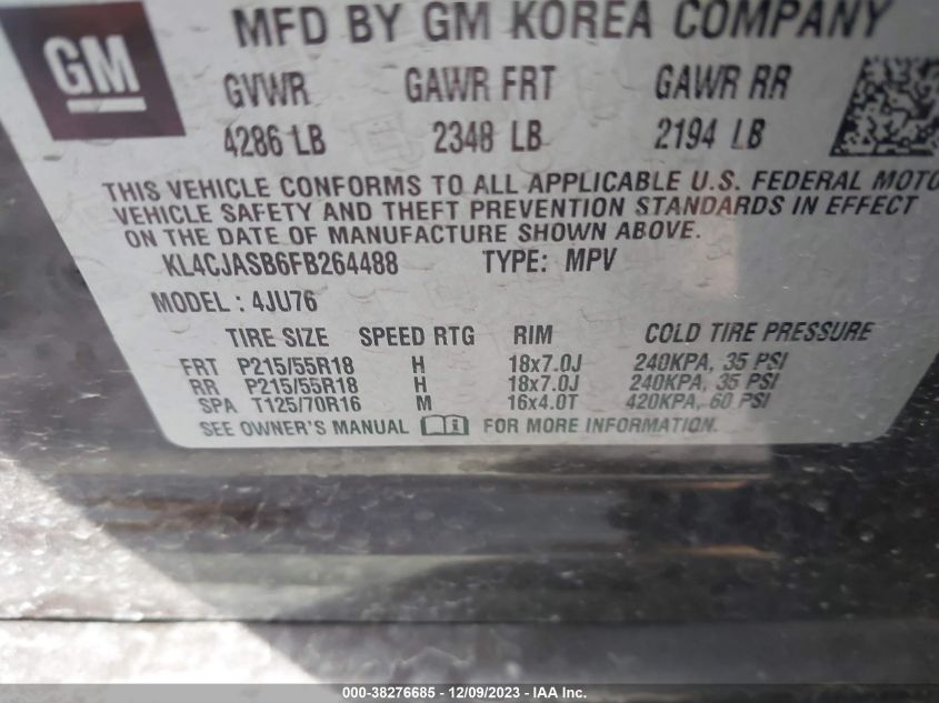 2015 BUICK ENCORE - KL4CJASB6FB264488