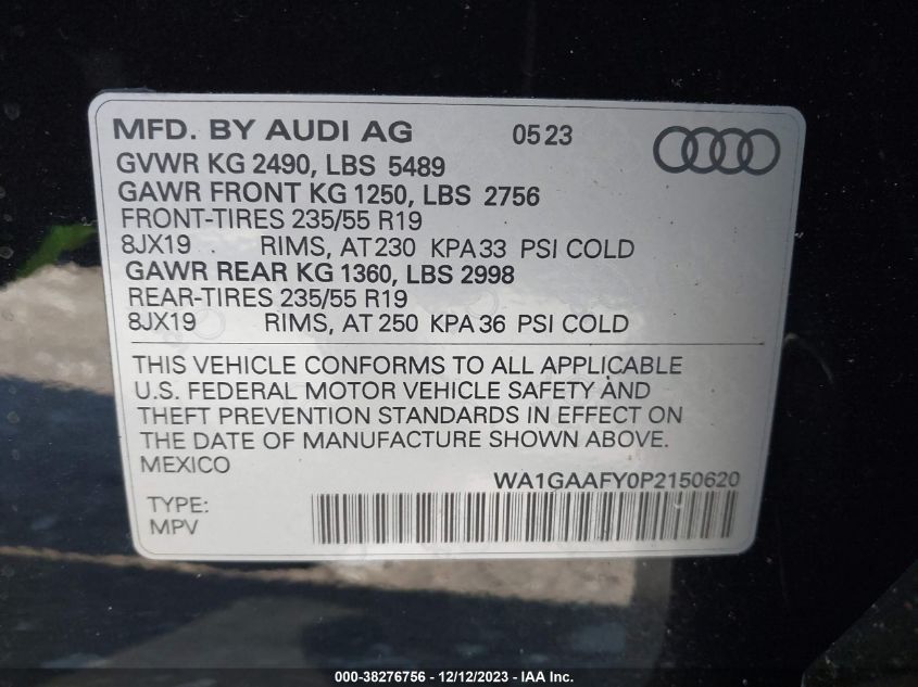 WA1GAAFY0P2150620 2023 AUDI Q5, photo no. 9