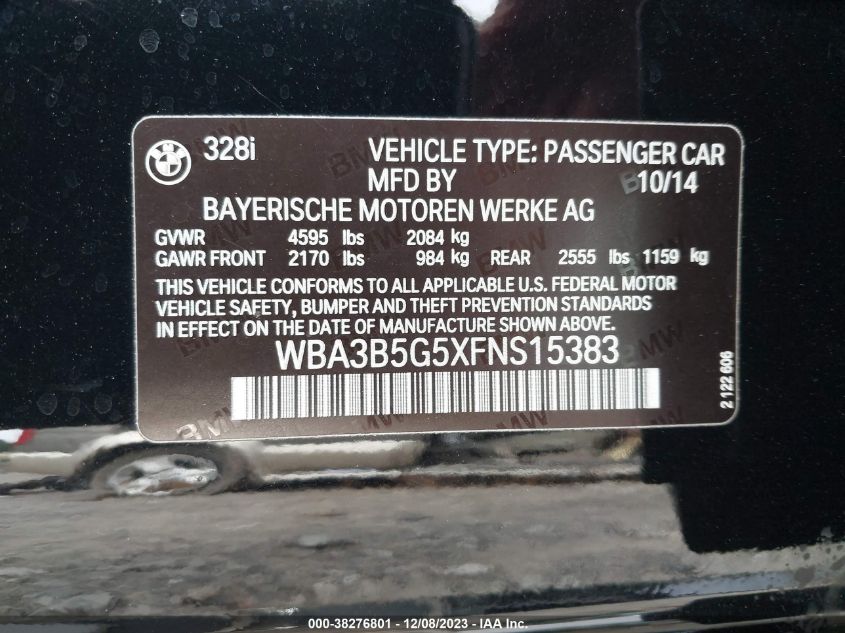 2015 BMW 328I XDRIVE - WBA3B5G5XFNS15383