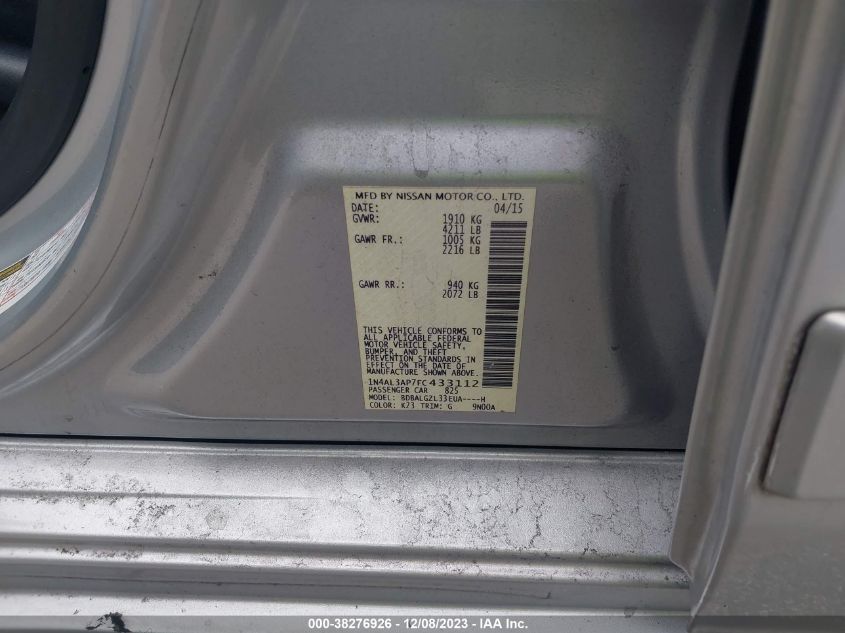 2015 NISSAN ALTIMA 2.5 SL - 1N4AL3AP4FC131809