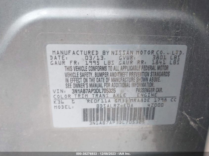 2013 NISSAN SENTRA S/SV/SR/SL - 3N1AB7AP3DL705325