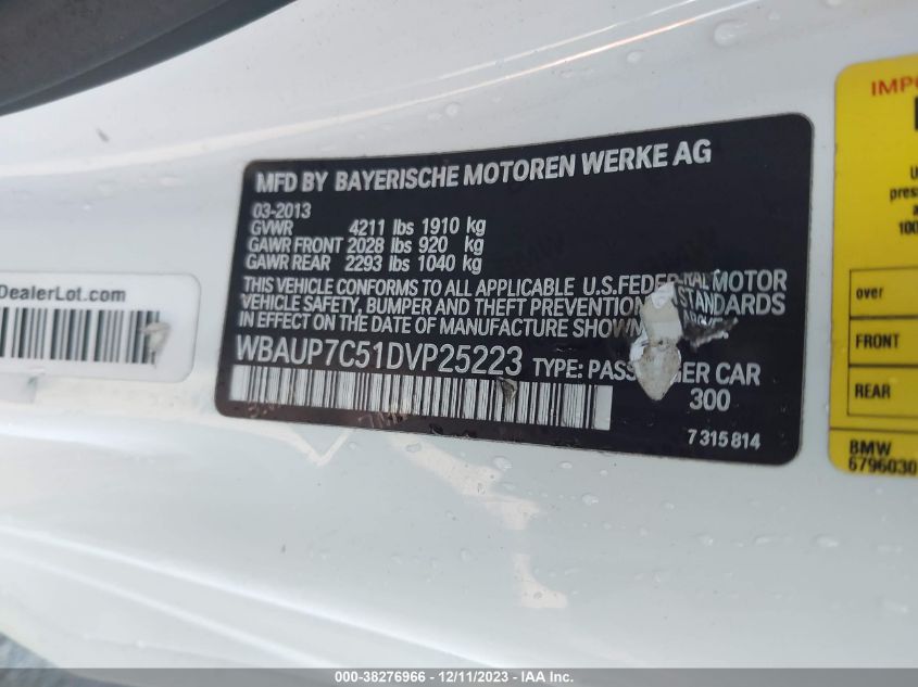 2013 BMW 128I WBAUP7C51DVP25223