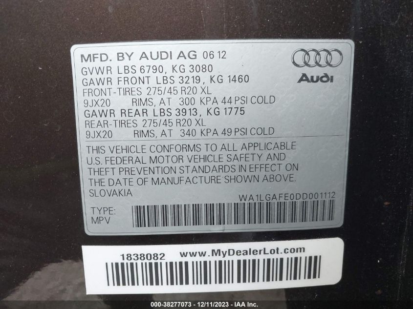 2013 AUDI Q7 PREMIUM PLUS - WA1LGAFE0DD001112