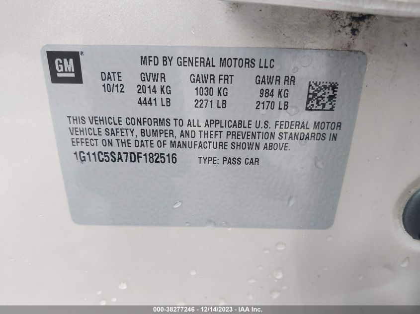 2013 CHEVROLET MALIBU LT - 1G11C5SA7DF182516