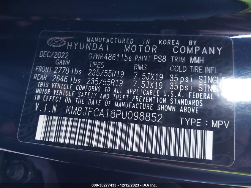 2023 HYUNDAI TUCSON HYBRID SEL CONVENIENCE KM8JFCA18PU098852
