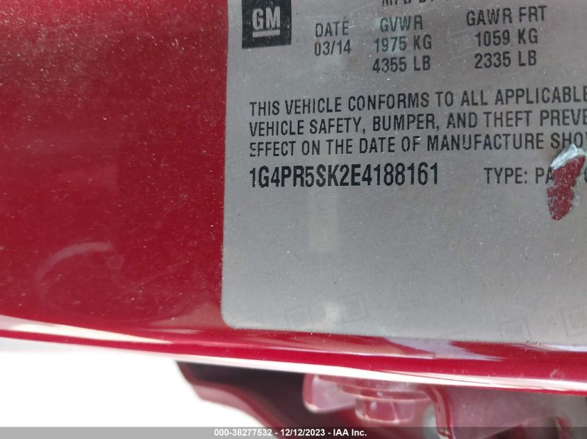 2014 BUICK VERANO CONVENIENCE - 1G4PR5SK2E4188161