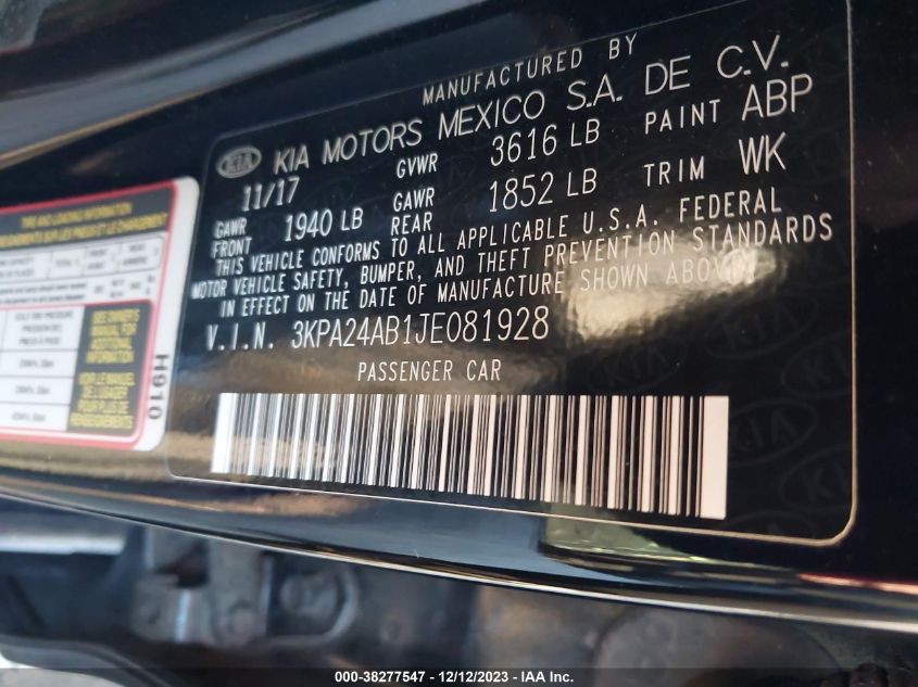 2018 KIA RIO LX/S - 3KPA24AB1JE081928