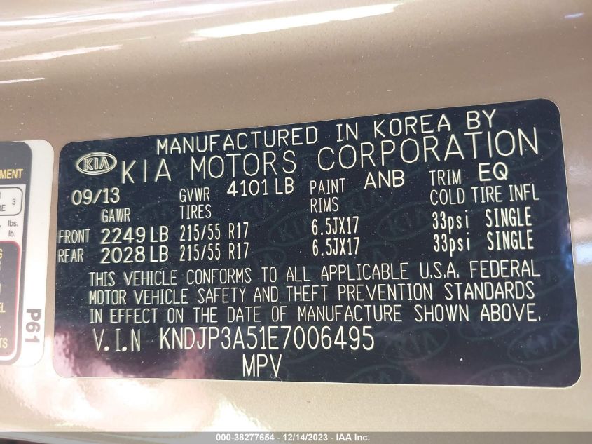 2014 KIA SOUL + KNDJP3A51E7006495