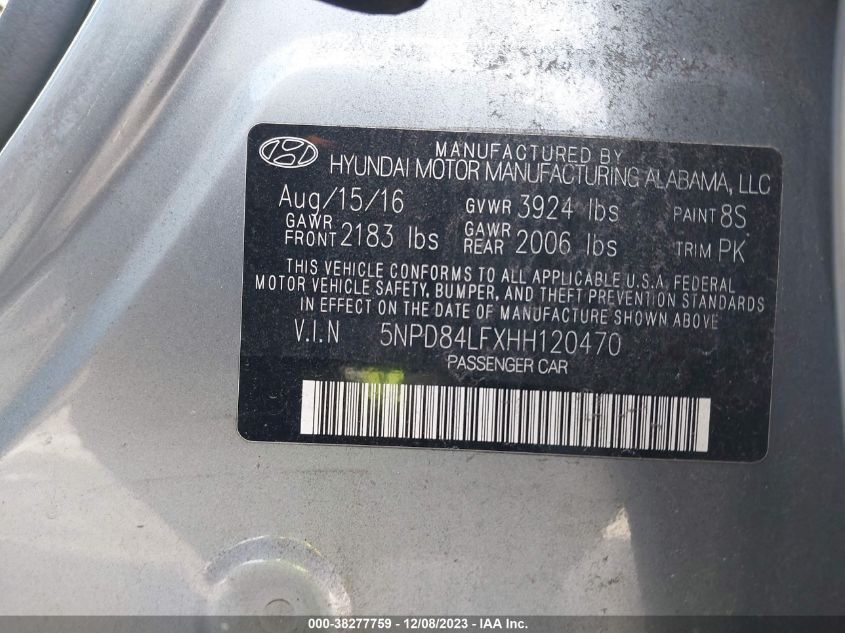 2017 HYUNDAI ELANTRA SE/VALUE/LIMITED - 5NPD84LFXHH120470
