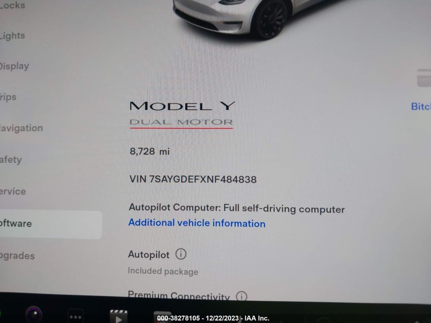 VIN 7SAYGDEFXNF484838 2022 TESLA MODEL Y PERFORMANCE DUAL MOTOR ALL-WHEEL DRIVE
