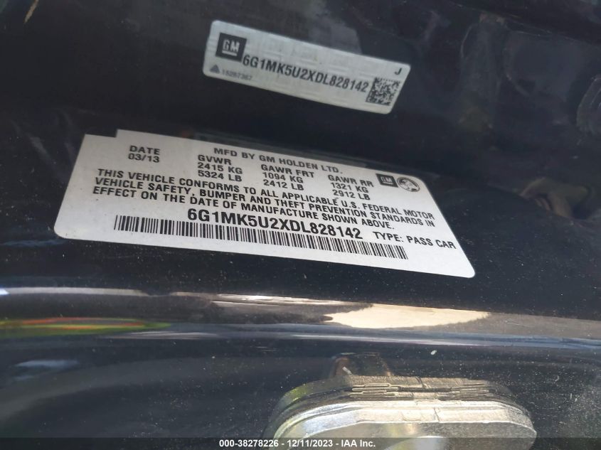 2013 CHEVROLET CAPRICE POLICE 6G1MK5U2XDL828142