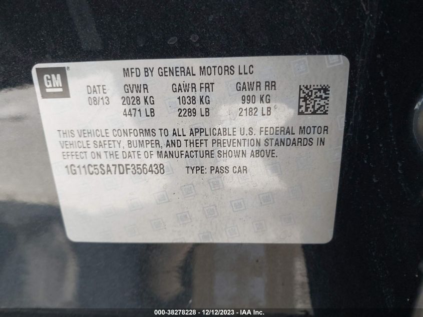 2013 CHEVROLET MALIBU 1LT - 1G11C5SA7DF356438