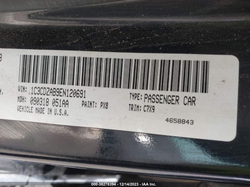 2014 DODGE AVENGER SE - 1C3CDZAB9EN120691