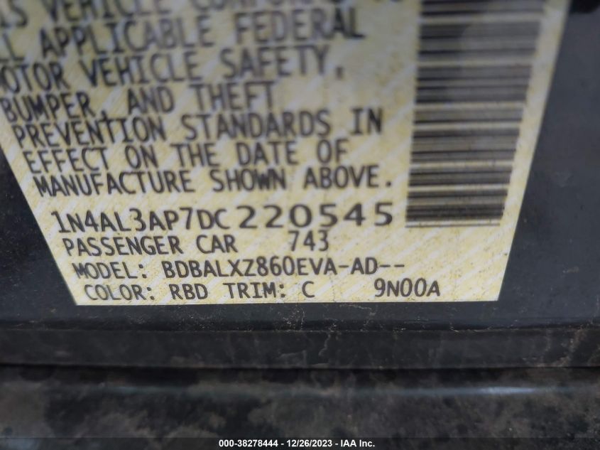 2013 NISSAN ALTIMA 2.5 SL - 1N4AL3AP7DC220545