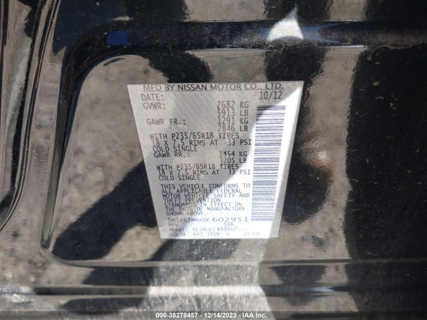 2013 NISSAN PATHFINDER SV - 5N1AR2MNXDC602951