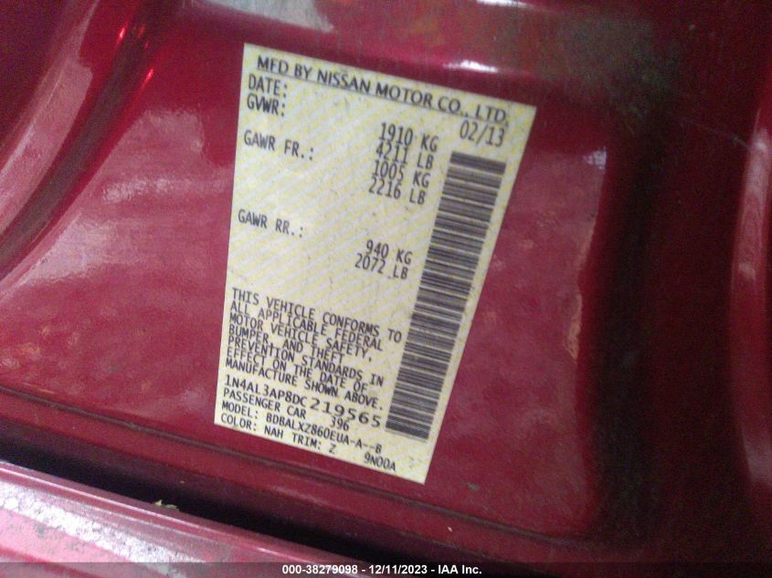 2013 NISSAN ALTIMA 2.5 SL - 1N4AL3AP8DC219565