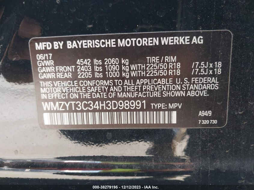 2017 MINI COUNTRYMAN COOPER S WMZYT3C34H3D98991