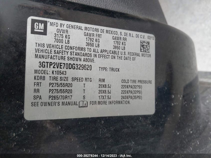 2013 GMC SIERRA 1500 SLE - 3GTP2VE70DG329620