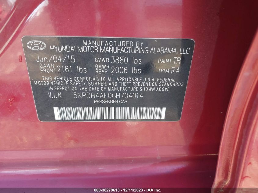 2016 HYUNDAI ELANTRA SE - 5NPDH4AE0GH704014