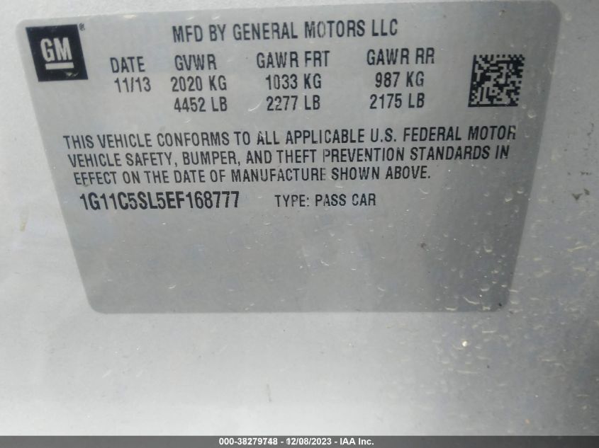 2014 CHEVROLET MALIBU 1LT - 1G11C5SL5EF168777